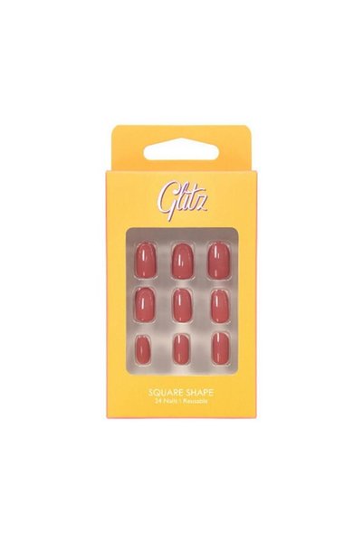Glitz اظافر صناعية شكل اوفال مارون من جليتز - 18