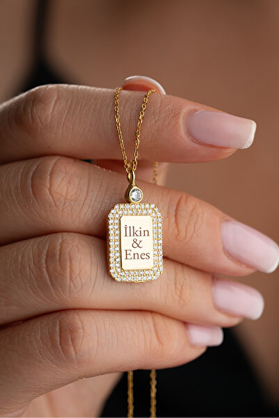 Silvano Jewelry 925 Ayar Gümüş Altın Kaplama Kişiye Özel İsim Yazılabilen Kolye
