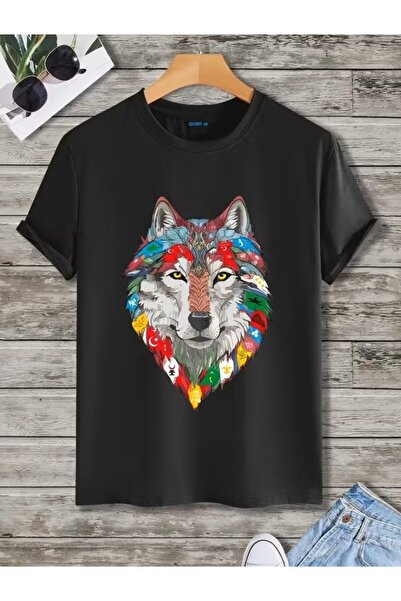 Panda Baskı Tekstil Wolf Printed Special Design Oversize Tshirt