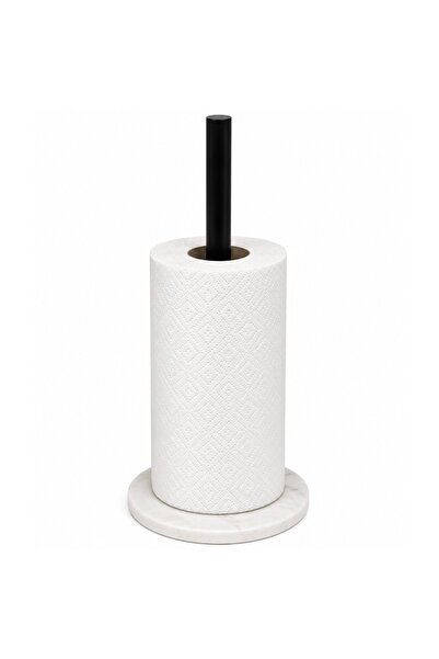 PUFO Metal stand Glossy Black with marble base for toilet paper and kitchen t...