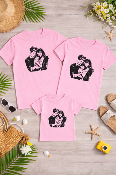 LORVEX Tricou supradimensionat pentru familie, mamă, tată, copil, 100% bumbac...