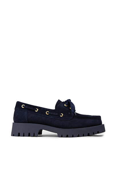 Deery Women's Genuine Suede Navy Blue Marine Loafer