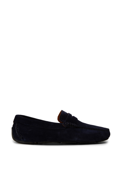 Deery Men's Genuine Suede Navy Blue Penny Loafer