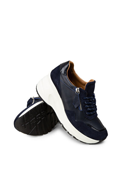 Deery Kadın Hakiki Süet Lacivert Dolgu Topuk Sneaker