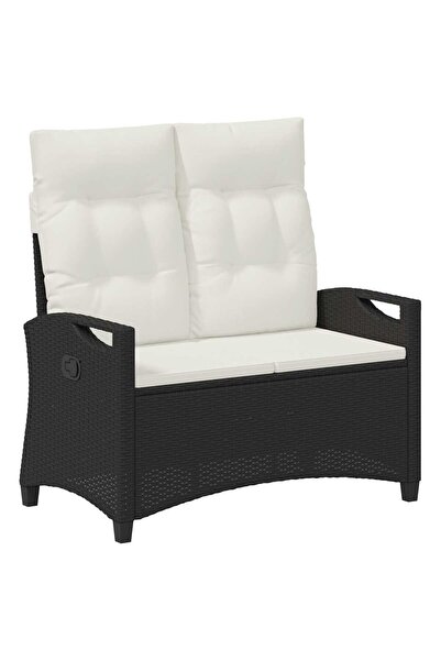 vidaxl Bancă de grădină cu pernă Negru și Crem 105 x 60 x 112 cm