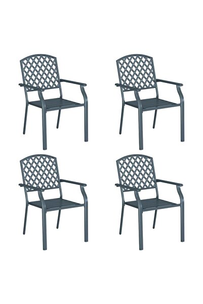 vidaxl Scaun pentru Grădină 4 pcs Antracit 56 x 65 x 89 cm Oțel