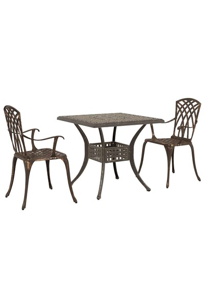 vidaxl Set masă de grădină 3 pcs Bronz Aluminiu turnat