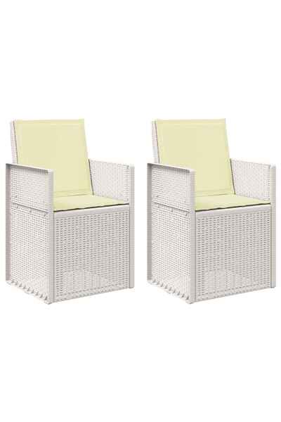 vidaxl Scaune de Dining pentru Grădină 2 pcs Alb și crem PP