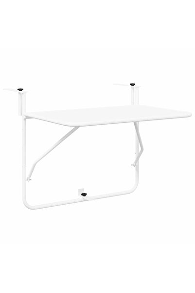 vidaxl Masă Suspendată pentru Balcon Alb 60 x 39 x 65 cm Oțel
