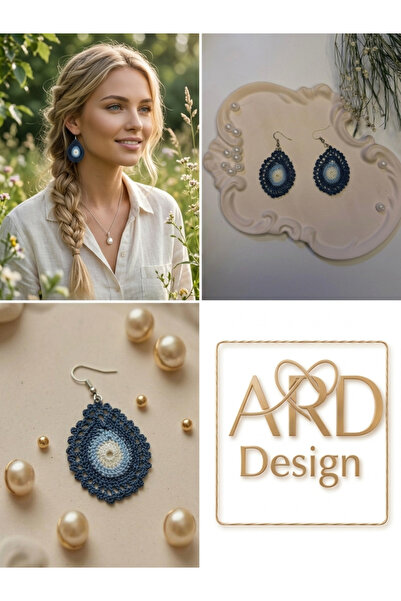Ard Design Mavi örgü küpe