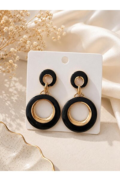 JEWELRY Stylish Women's Earrings with Black Gold Details