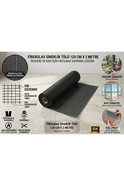 EMİRHANNALBUR Fiberglas Sineklik Tülü 120 Cm X 2 Metre - Yırtılmaz Dayanıklı ...