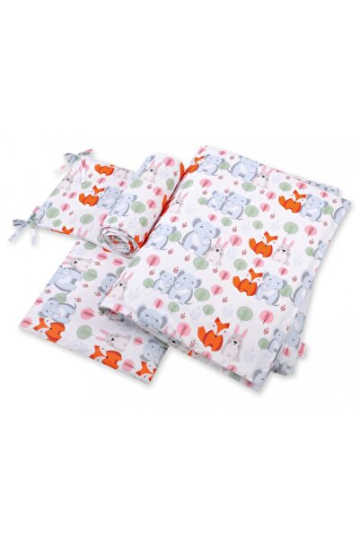 Bobono Lenjerie patut 3 piese cu protectie laterala Funny Elephants