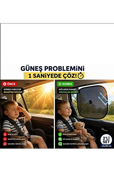 STİLİX GARAGE Сенник за страничен прозорец, едноцветен черен, с вендузи, 2 броя