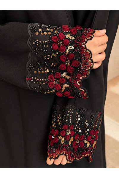 VELORA Abaya Leilat Aljuri Royal Black with a Straight Cut Klosh Style Suitab...