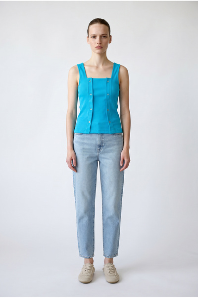 Sementa Square Neck Thick Strap Tank Top - Turquoise