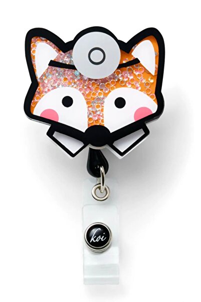 KOI Happiness Retractable ID Badge Reel Clip, Fantastic Dr. Fox, Multicolor A156