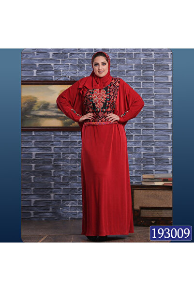 ABAYA Riya Embroidery Chest Strap with Red Tassels and Embellishments.