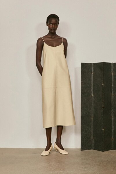 Massimo Dutti Napa deri midi elbise - LIMITED EDITION