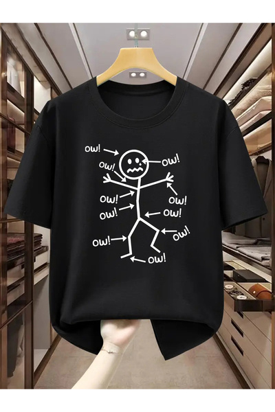 yiou trendy clothing تي شيرت رجالي بطبعة رجال الإطفاء وكلمة "أوه!" تم طباعته ...