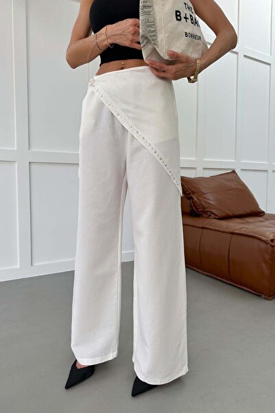 mylove Anjel Detail Linen Trousers White