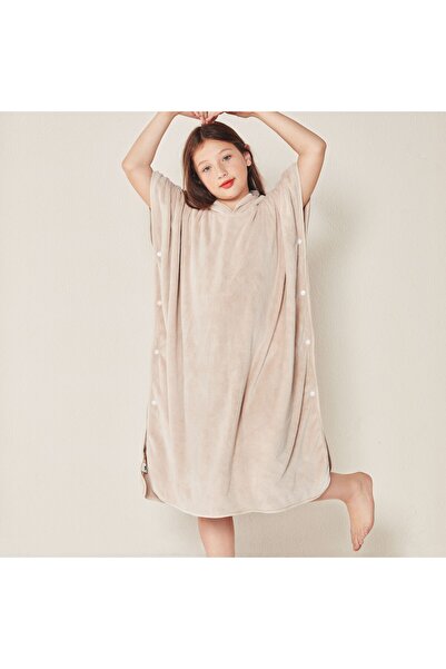 REEFI Plain Hooded Kappa Beige Color with Snap Buttons for Kids 9-11 Years