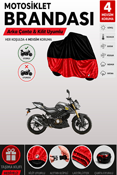 Cemku Double Black Top - Red Bottom, Rear Bag Compatible Rks Srk125-S Motorcy...