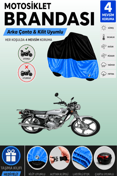 Cemku Double Black Top - Blue Bottom, Rear Bag Compatible Kanuni Bs 125 Motor...