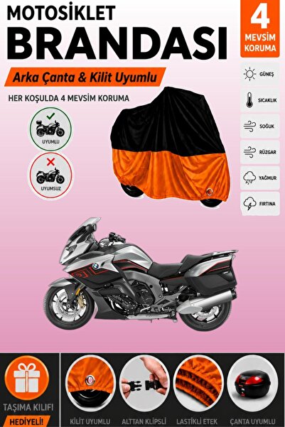 Cemku Double غطاء علوي أسود - سفلي برتقالي، غطاء خلفي متوافق مع دراجة BMW K 1...