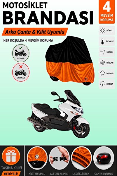 Cemku Double Black Top - Orange Bottom, Rear Bag Compatible Kymco Xciting 500...
