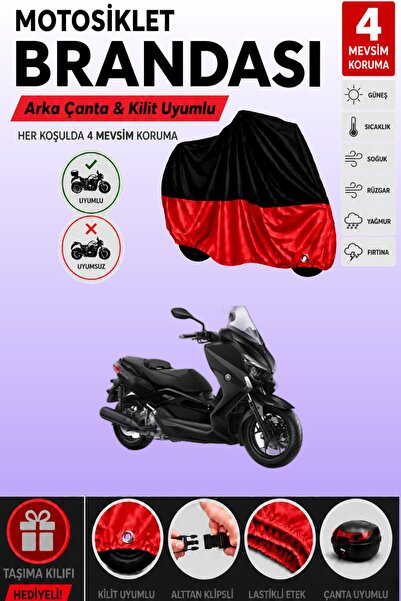 Cemku Double Black Top - Red Bottom, Rear Bag Compatible Yamaha X-Max 250 Iro...