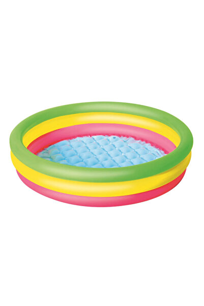 FULLJOY مسبح نفخ 3 طبقات ملون بقاعدة نفخ102X25 سم multicolour-26-51104