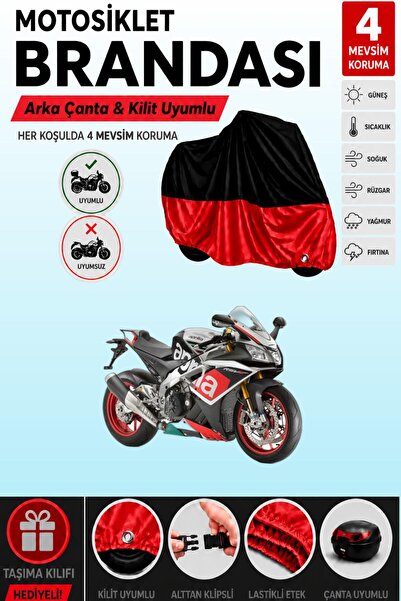 Cemku Double Black Top - Red Bottom, Rear Bag Compatible Aprilia Rsv4 Rf Moto...