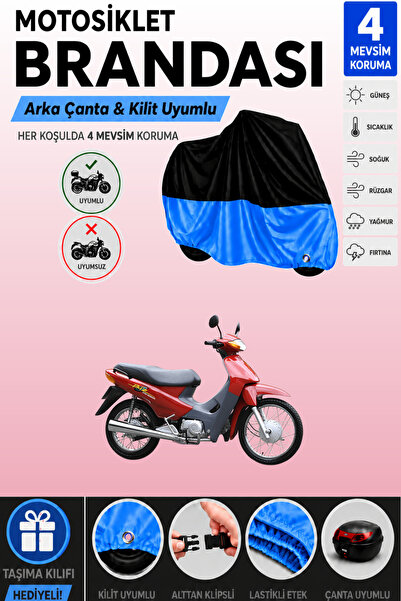 Cemku Double Black Top - Blue Bottom, Rear Bag Compatible Honda C100 Biz Moto...