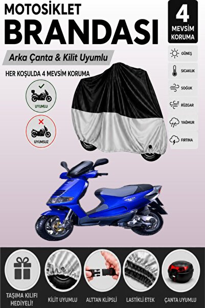 Cemku Double Black Top - Gray Bottom, Rear Bag Compatible Piaggio Skipper 150...