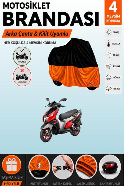 Cemku Double Black Top - Orange Bottom, Rear Bag Compatible Tvs Ntorq 125 Mot...