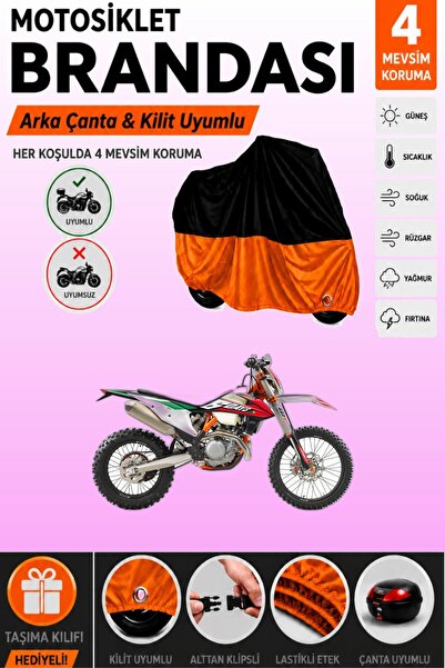 Cemku Double Black Top - Orange Bottom, Rear Bag Compatible Ktm 500 Exc Motor...