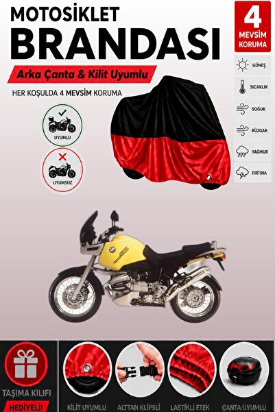 Cemku Double Black Top - Red Bottom, Rear Bag Compatible Bmw R 1100 Gs Motorc...