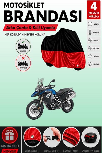Cemku Double Black Top - Red Bottom, Rear Bag Compatible Bmw F 800 Gs Adventu...