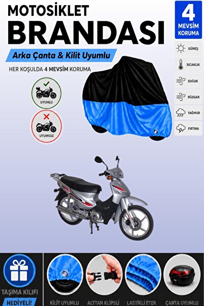 Cemku Double Black Top - Blue Bottom, Rear Bag Compatible Mondial 100 Km Moto...
