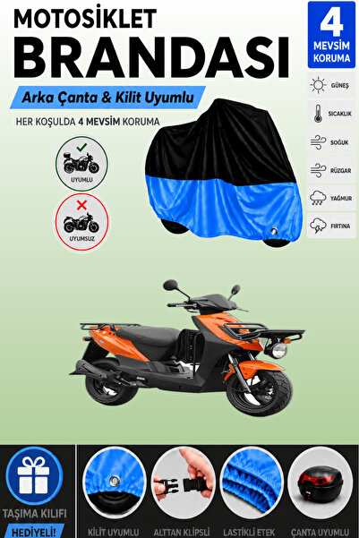 Cemku Double Black Top - Blue Bottom, Rear Bag Compatible Kymco Agility Carry...