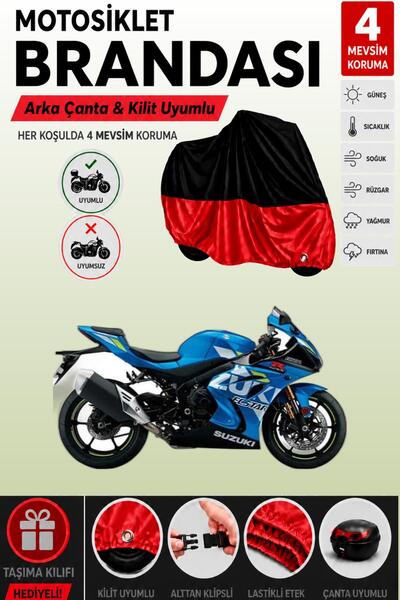 Cemku Double Black Top - Red Bottom, Rear Bag Compatible Suzuki Gsx-R 1000 Mo...