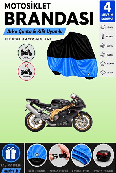 Cemku Double Black Top - Blue Bottom, Rear Bag Compatible Aprilia Rsv Mille M...