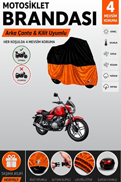 Cemku Double Black Top - Orange Bottom, Rear Bag Compatible Bajaj V 15 Motorc...