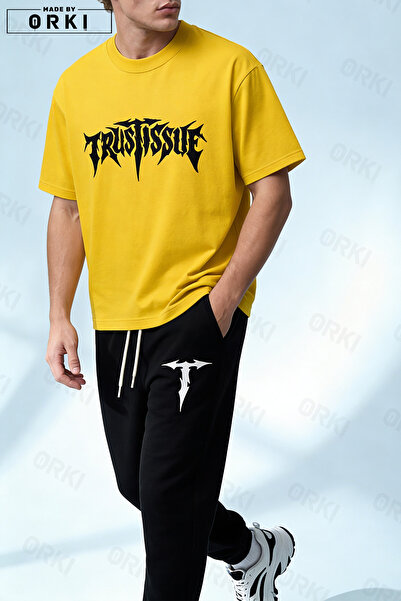 EFFRENATU Unisex Oversize Trust Issue Printed T-Shirt Jogger Sweatpants Set –...