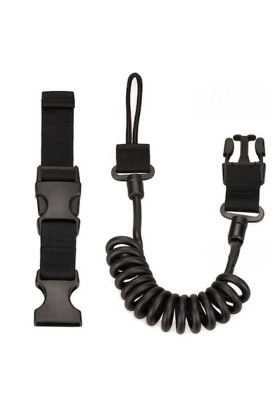 Hipolar Extendable Spiral Cord for Tactical Accessories, BLACK, Safety Lanyar...