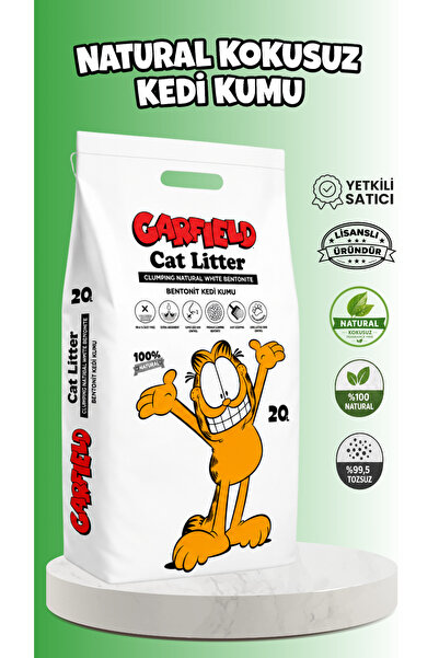 GARFIELD 20 Litre Natural Kokusuz Topaklaşan Bentonit Kedi Kumu
