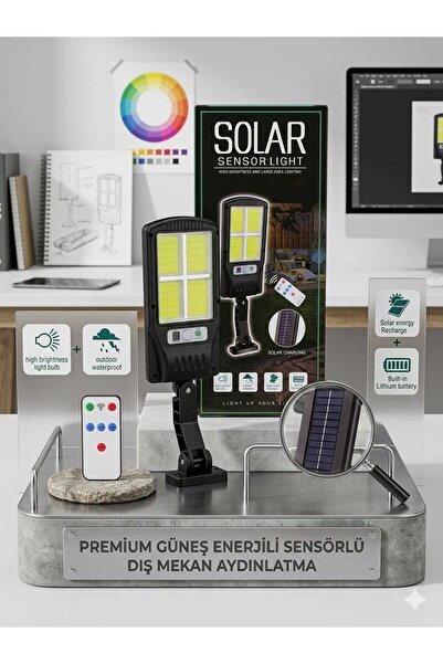 YDGR 4 Led Bölmeli Uzaktan Kumandalı Güneş Enerjili Bahçe Aydınlatma Lambası 1 adet
