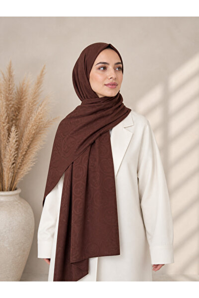 Bilenler Dubai Jacquard Shawl Brown – Non-Slip – Soft and Flowing Fabric