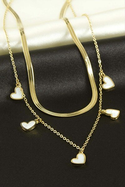 TakÇalıştır Heart Luxury Steel Double Necklace